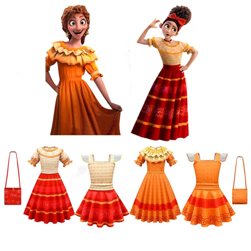 2022 Encanto Disney Cartoon Animation Costume Girls Princess Dress Halloween Carnival Cosplay Prom Clothes Party Skirts Hooks Look